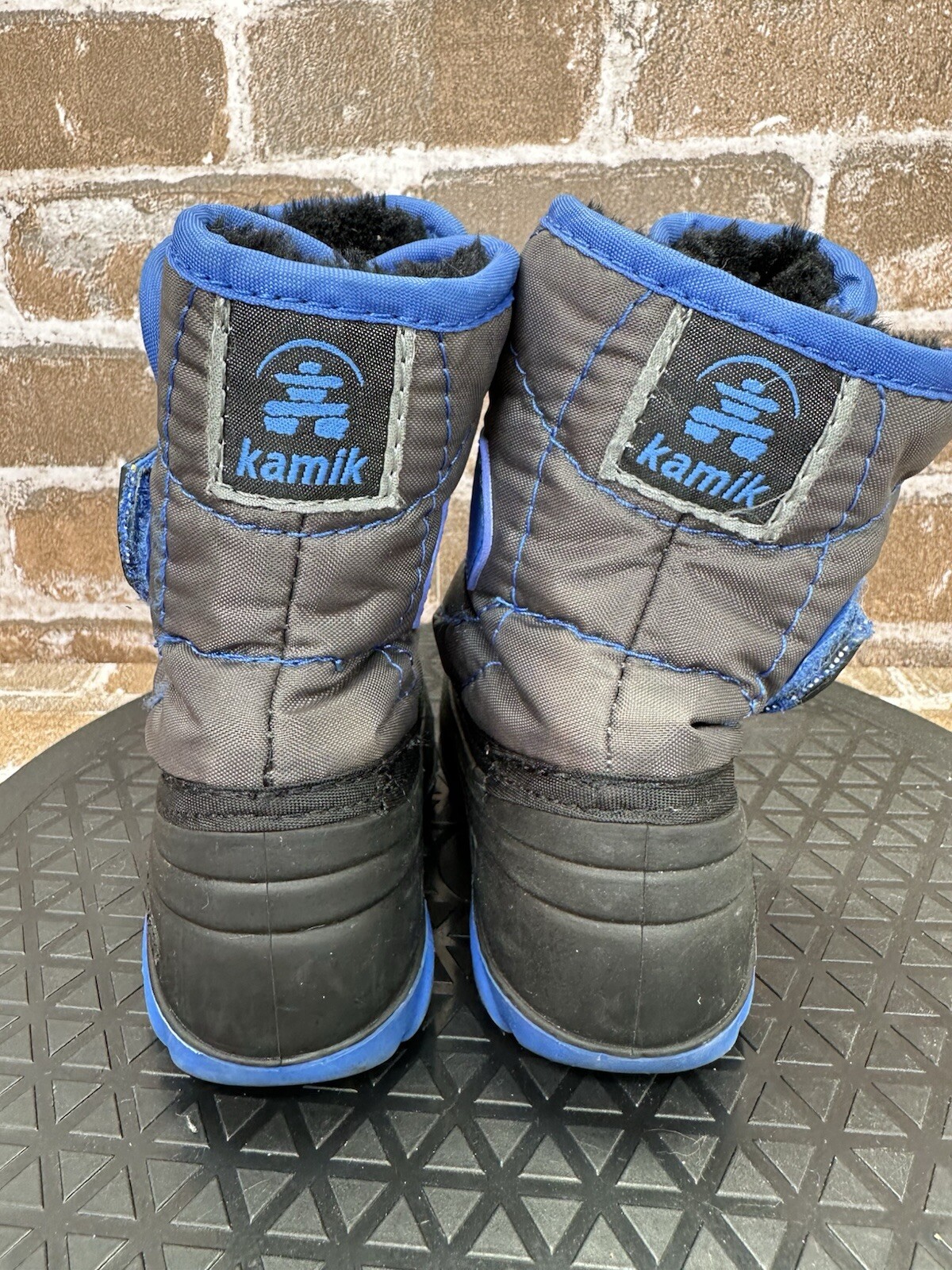 Kamik Snowbug Winter Fur Lined Snow Boots Blue Gray Boys Toddler Size 5