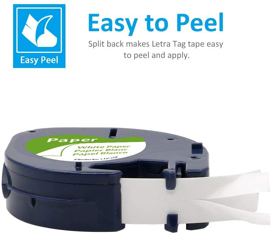 5PK Compatible DYMO LetraTag Refills 91330 White Paper Label Tape 12mm LT-100H