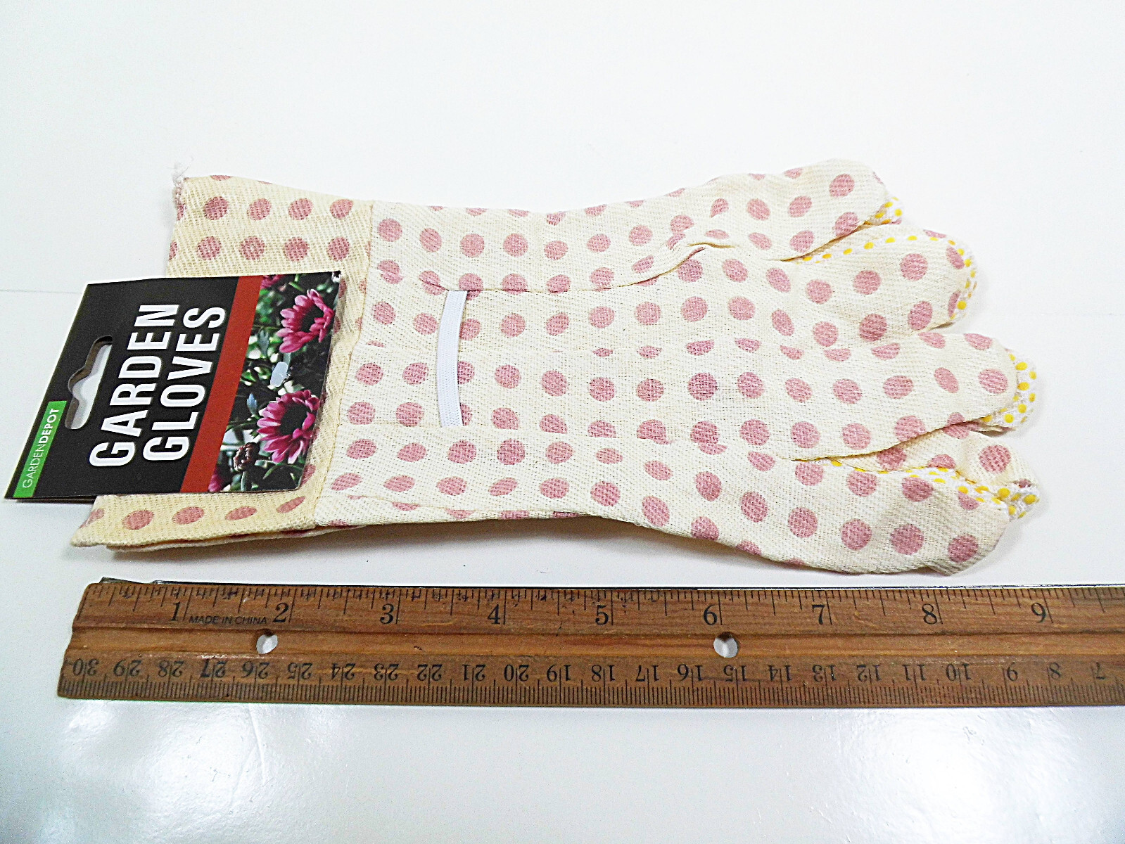 Garden Gloves w Grip Dots L SM XS Gardening Gauntlet Glove Cotton 1 Pr. Cleanup