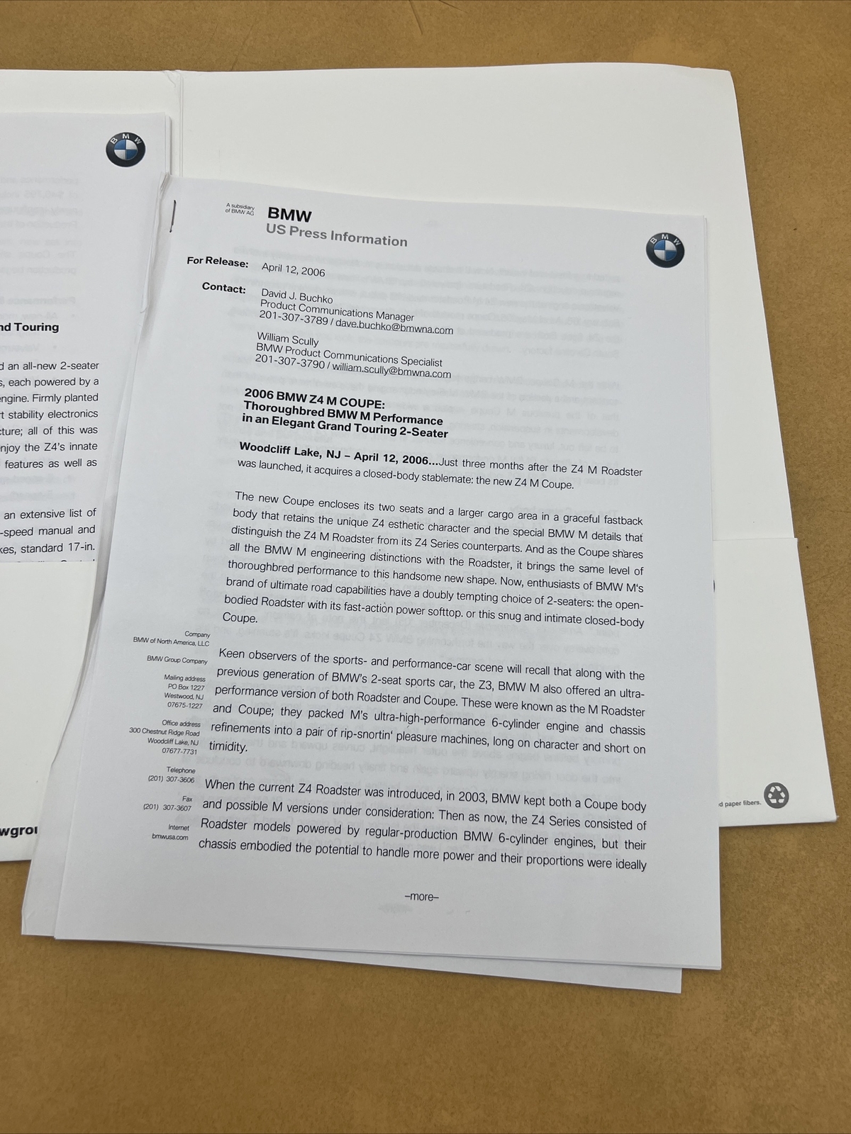 2006 BMW OF NORTH AMERICA PRESS KIT MEDIA INFORMATION WITH STORAGE FOLDER