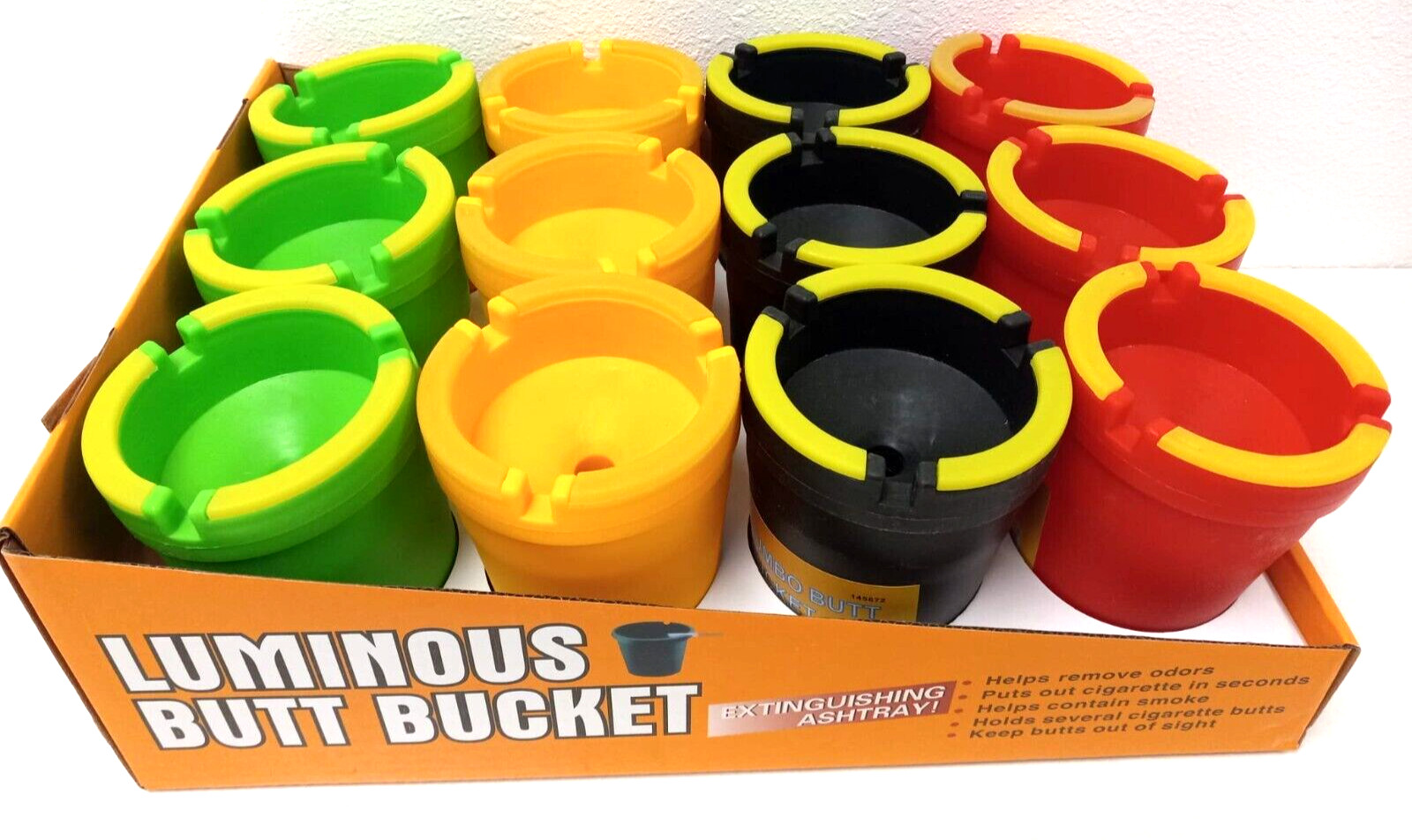 😎 2 X LUMINOUS BUTT BUCKET ASHTRAY 💜💚💛 CAR CUP HOLDER PORTABLE ( 2 PACK )