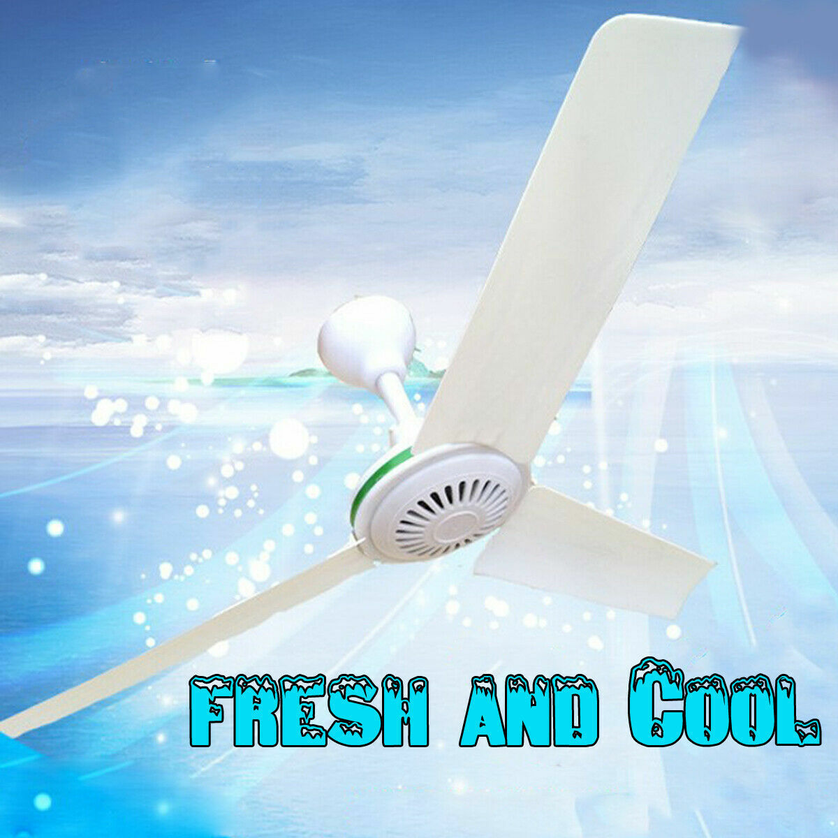 12V 20'' Solar Ceiling Fan Portable 3 Blade w/ 6W Switch Camping Caravan 330 RPM