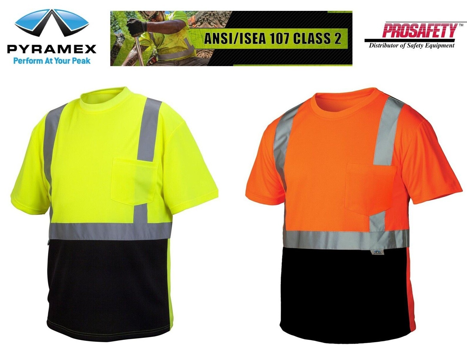 ANSI ISEA Class 2 Reflective Hi Vis Safety T-Shirt New