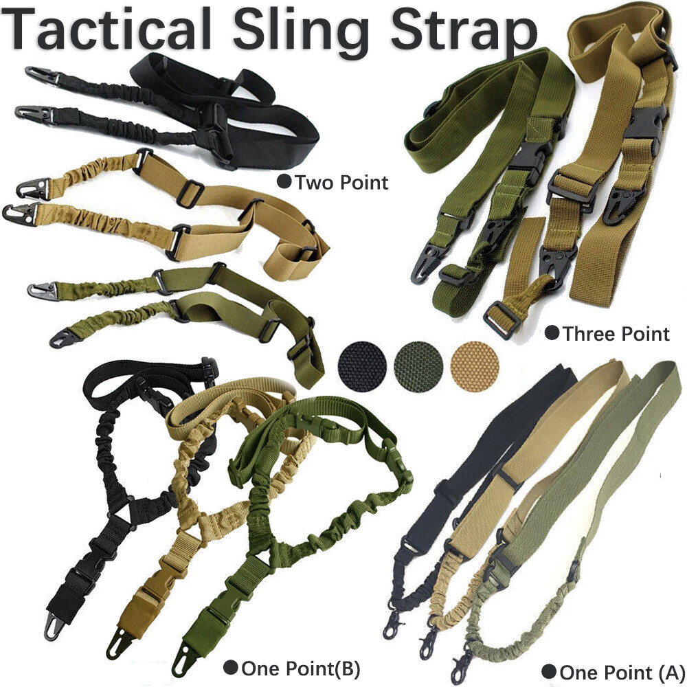 Tactical One Single Point / Two / Three Point Sling Strap Bungee Rifle Gun Sling