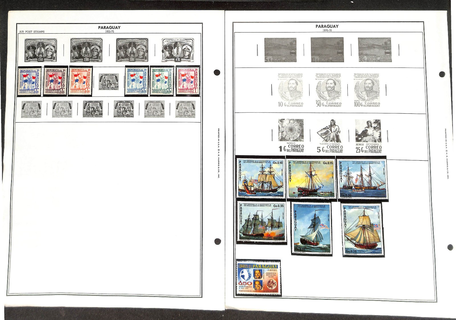 Paraguay Stamp Collection on 12 Harris Pages, 1879-1975 (BH)