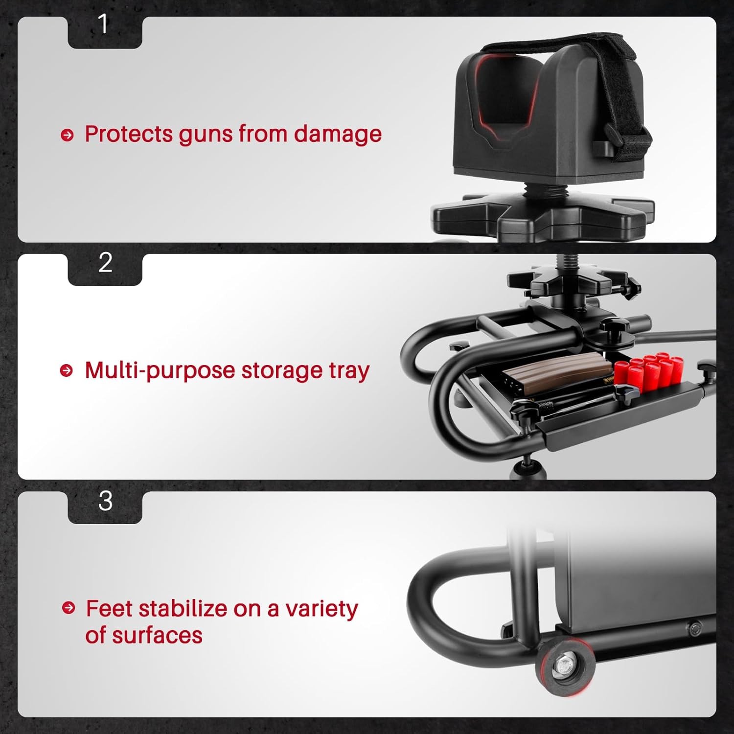 Heavy Duty Adjustable Rifle Shooting Rest with Rigid Steel Frame Non-Slip Base
