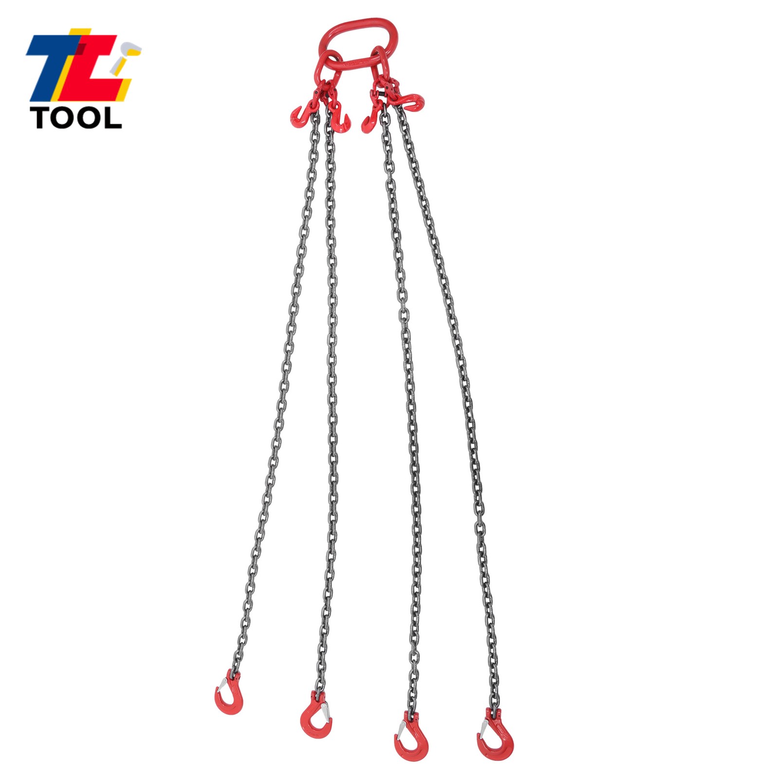 5/16 Inch x 5 Ft Lifting Chains 5 Ton G80 Chain Sling with 4 Leg Grab Hooks