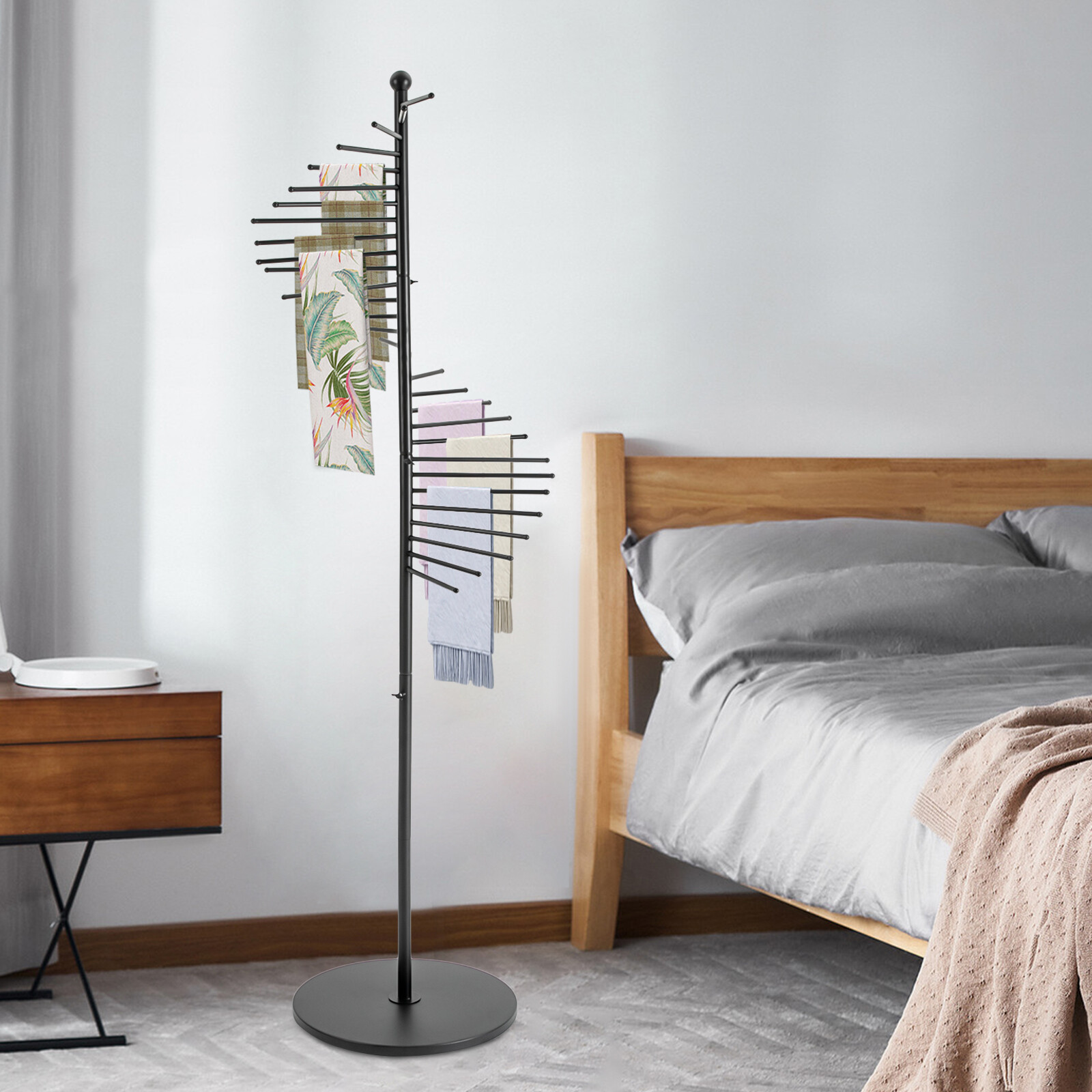 Metal Scarf Display Stand Modern Bedroom Floor Stand Scarf Tie Belt Bag Hat Rack