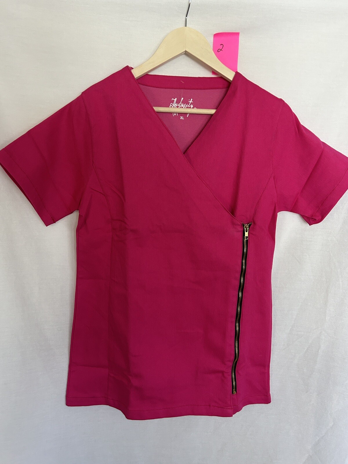 NWOT Audacity By Nurset Dark Pink Women’s 2pc Medical Surgical Scrub Set Sz XL