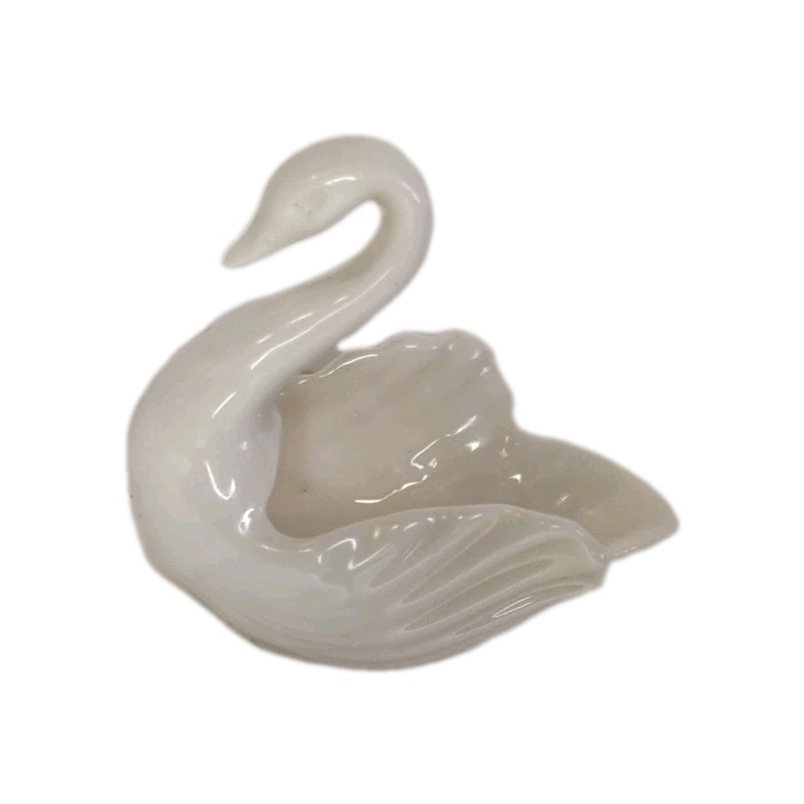 Lenox Swan Trinket Dish Figurine Ivory Porcelain Wedding Decor Small 2"
