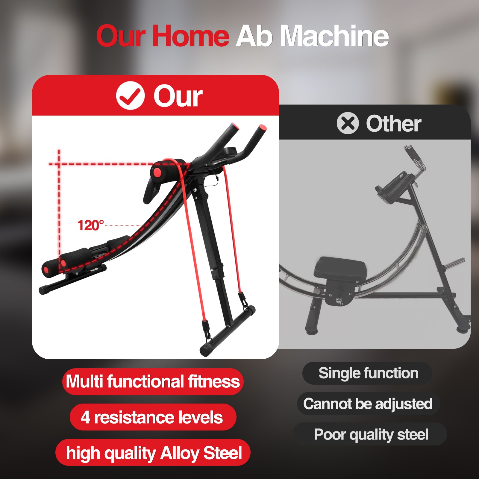 Ab Abdominal Exercise Machine Cruncher Trainer Body Shaper Gym Equipment Trainer