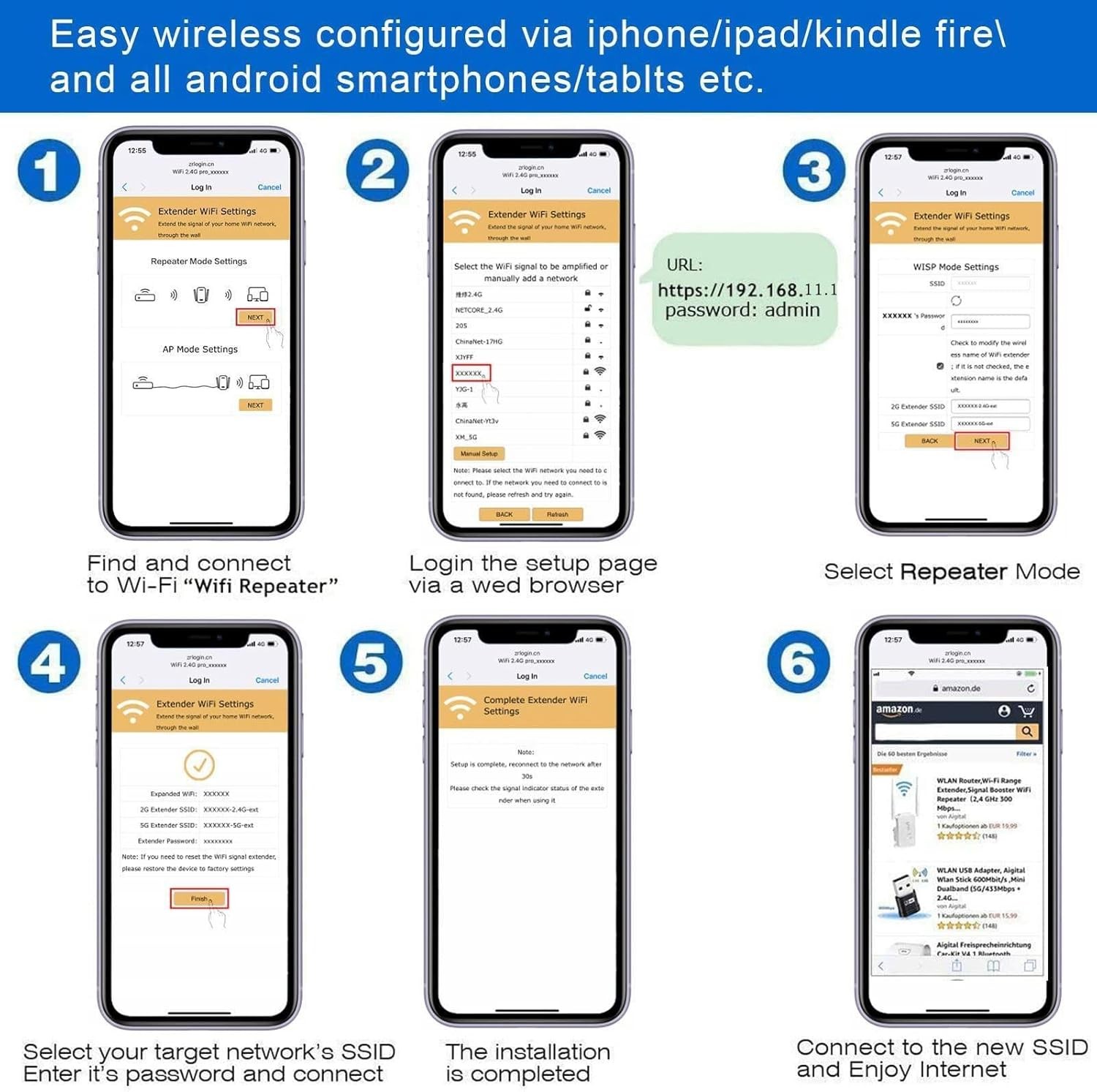 WiFi Range Extender Internet Booster Wireless Signal Repeater Wireless Amplifier