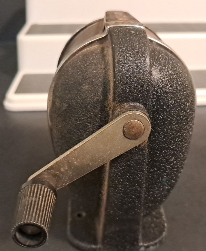 Vintage Boston Pencil Sharpener Wood Grain 8 Hole Manual Hand Crank