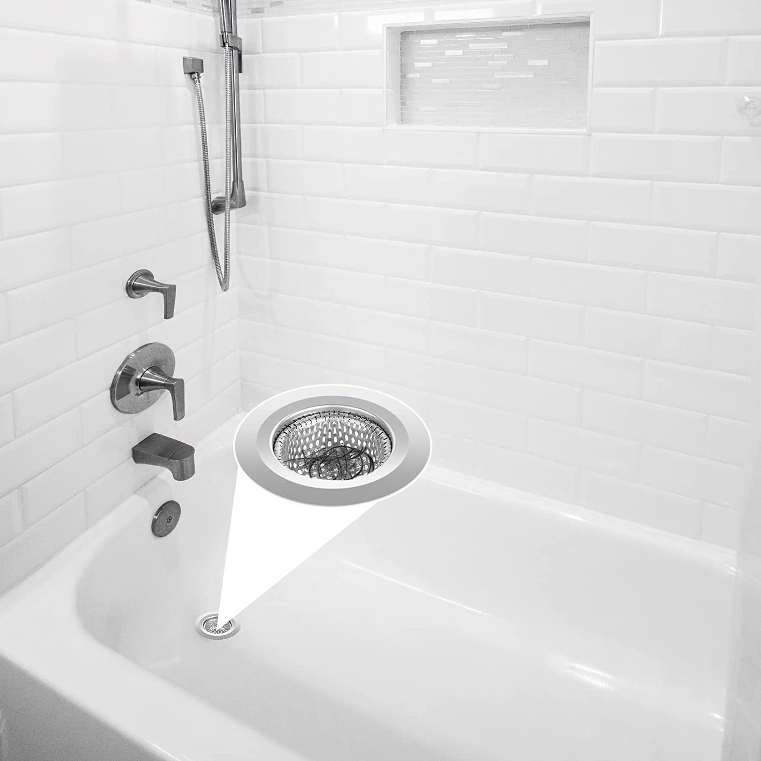 2PCS Bathtub Drain Strainer - 2.79 Inch Bathtub Floor Shower Hair Drain Catcher