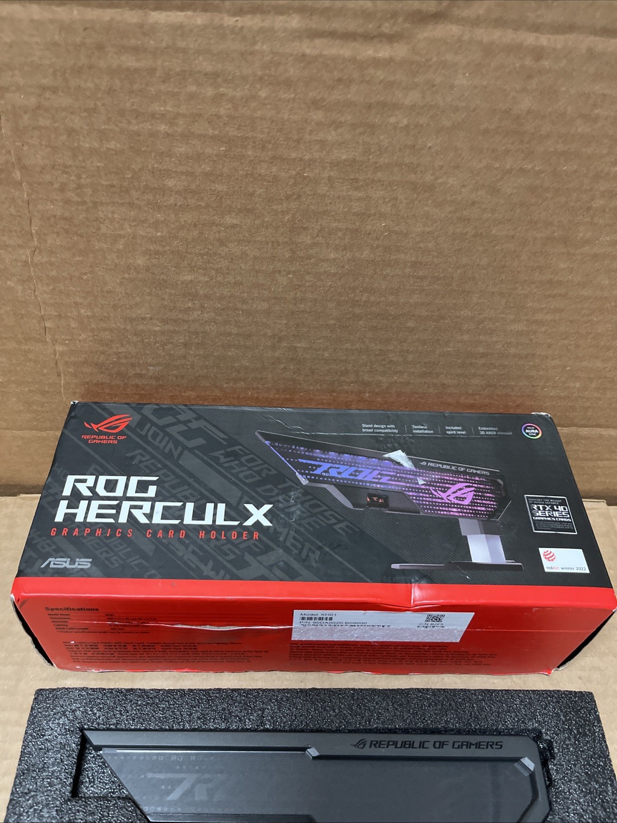 ASUS ROG Herculx Graphics Card Anti-Sag Holder, Incl Spirit Level, Aura Sync RGB
