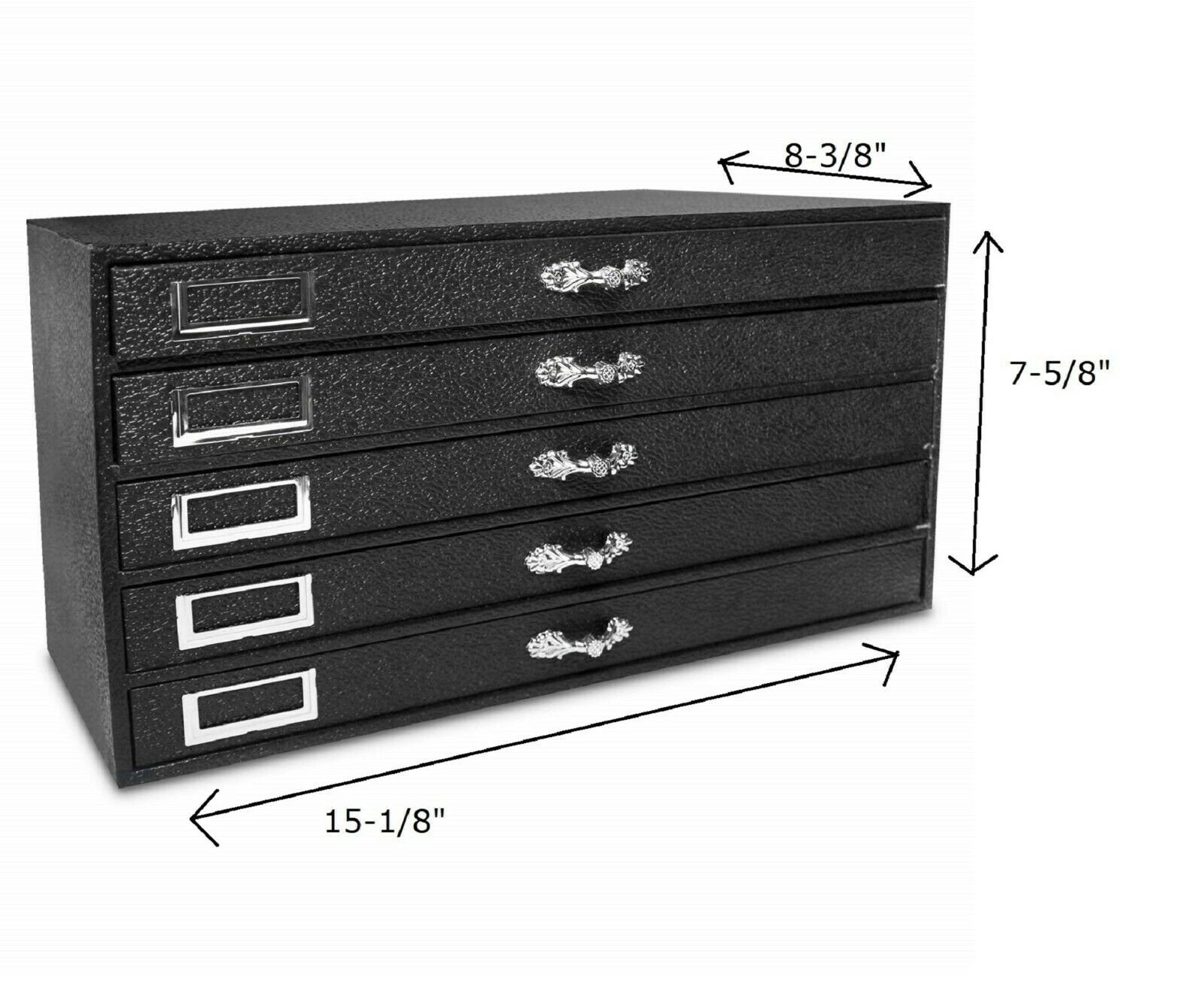 Novel Box 5 Drawer Jewelry Hobby Organizer Display Case w/Grey Flocked Compart