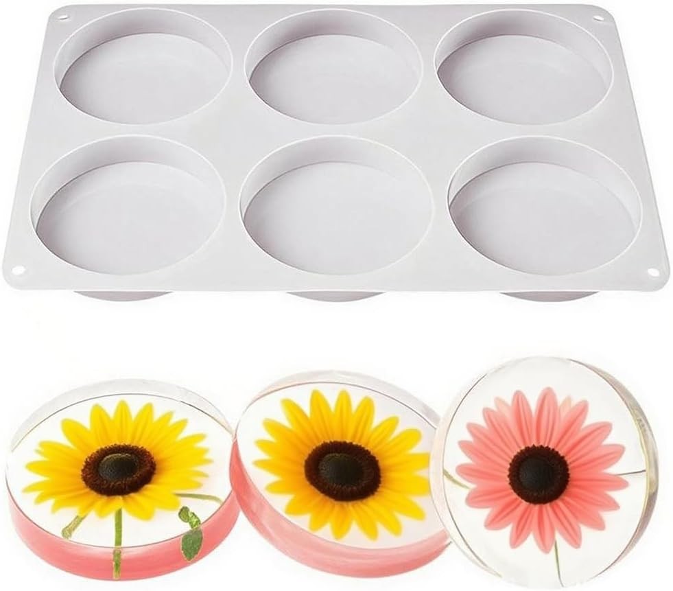 Resin Large Coaster Molds 6-Cavity Deep Round Silicone Molds for Resin...