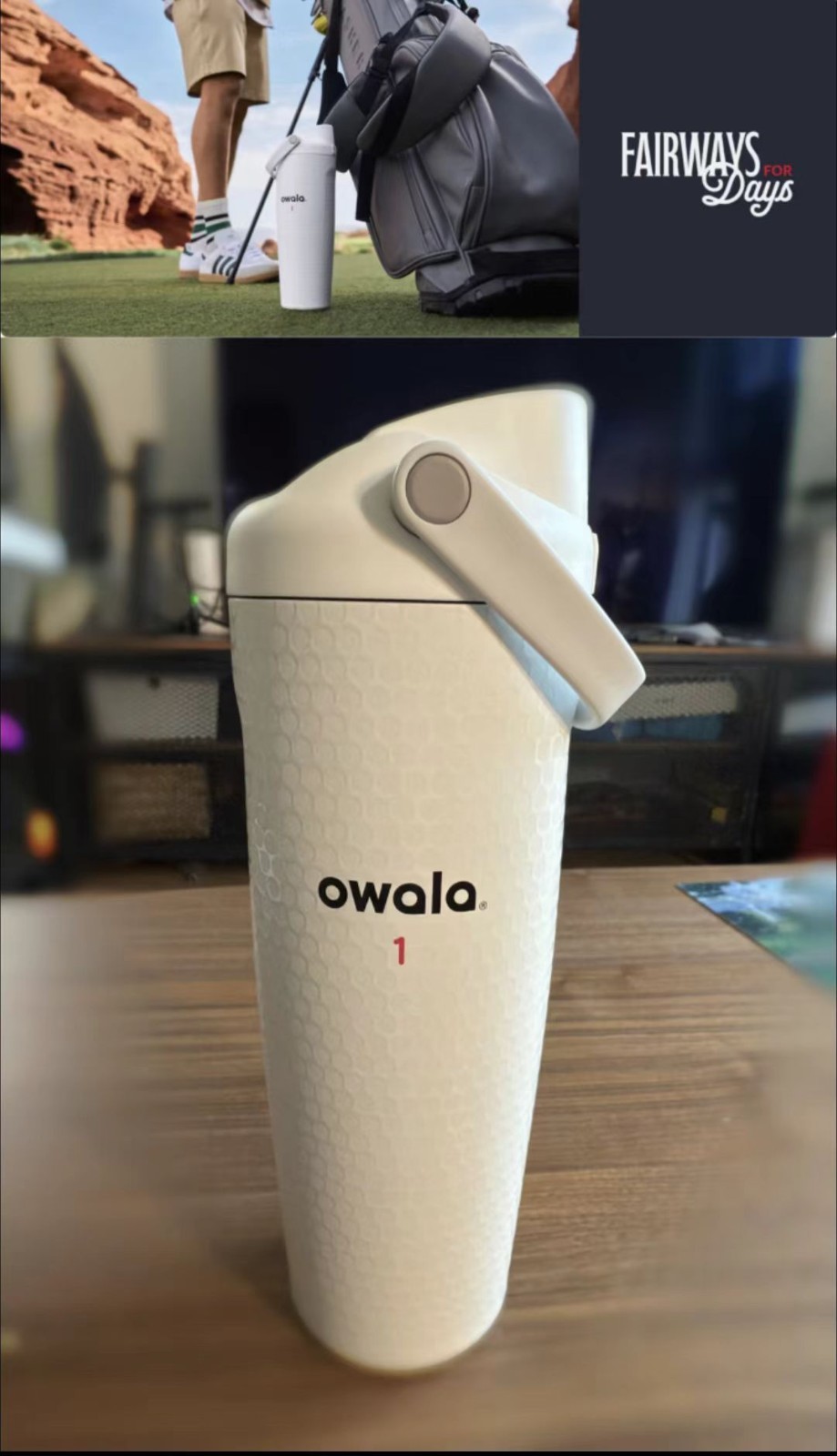 NEW Owala Fairways For Days FreeSip Sway Golf Water WHITE Bottle 30oz