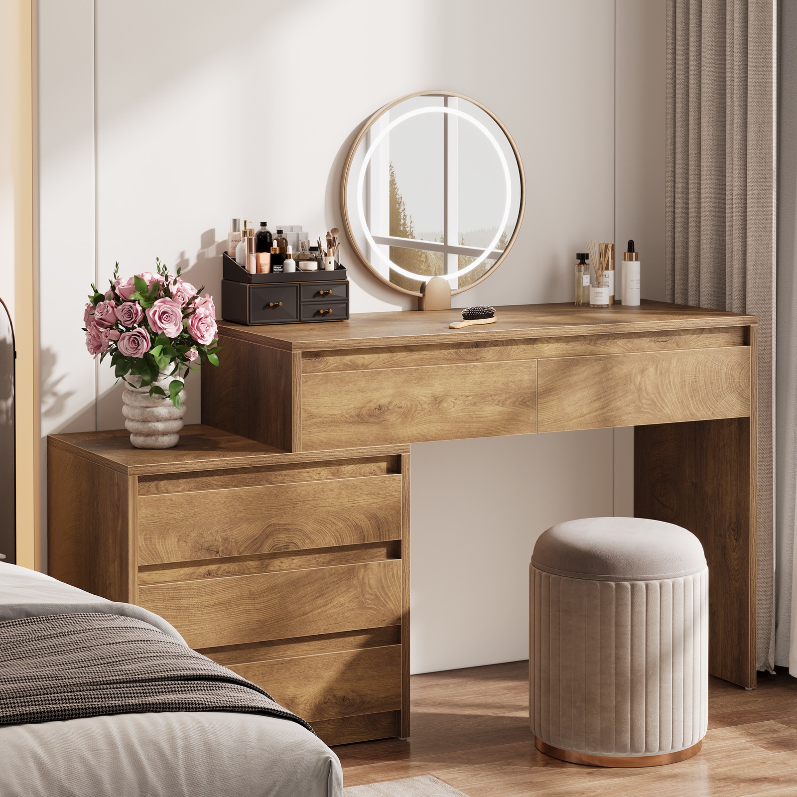 63'' Vanity Desk with 5 Drawers for Bedroom Modern Large Makeup Table for Women