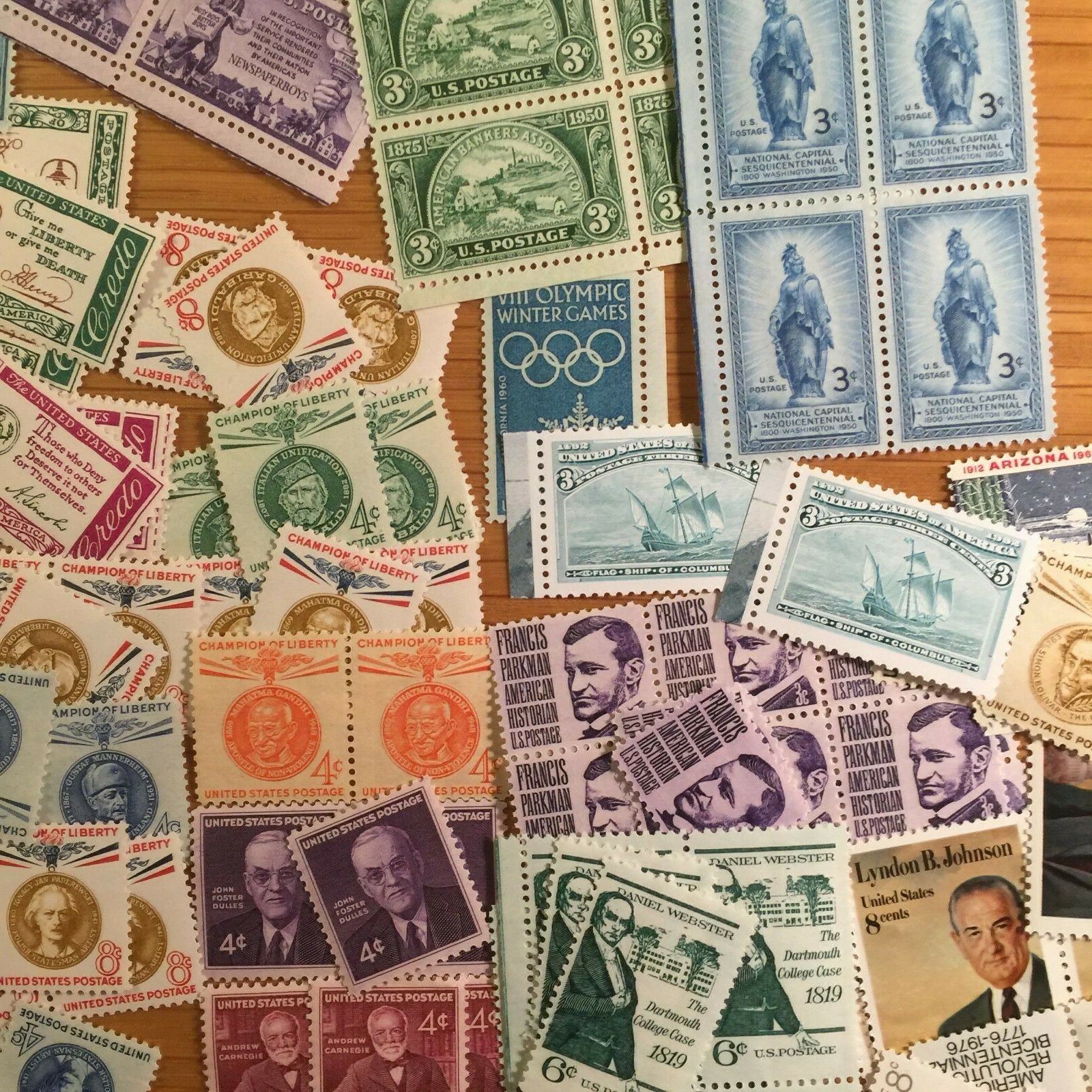 USA,VINTAGE,MID-CENTURY,MINT,UNUSED,LOT OF 40+ ALL DIFFERENT STAMPS, COLLECTION
