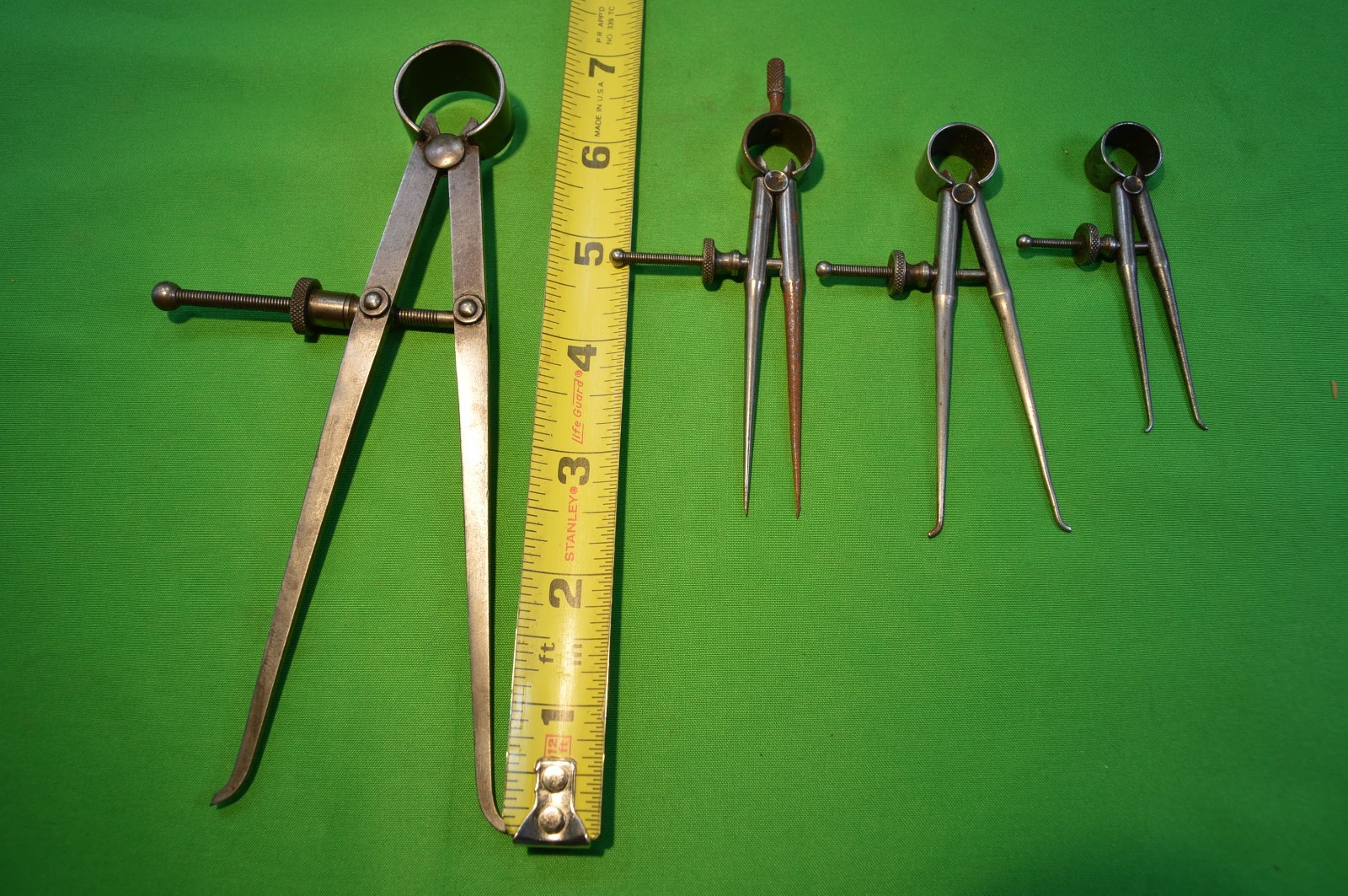 4 Vintage Brown & Sharpe Compass Calipers,Leg Divider,Different Sizes,Y