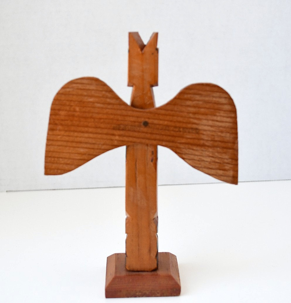 Vintage Alaskan PWC Cedar Totem Pole Thunderbird and Wolf 1930's Perfect 7x5