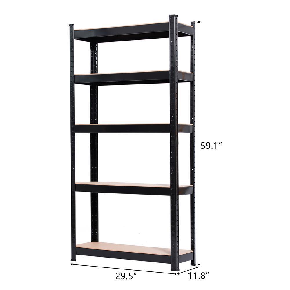 2x 5 Tier Heavy Duty Boltless Metal Shelving Shelves Storage Shelf Garage Black