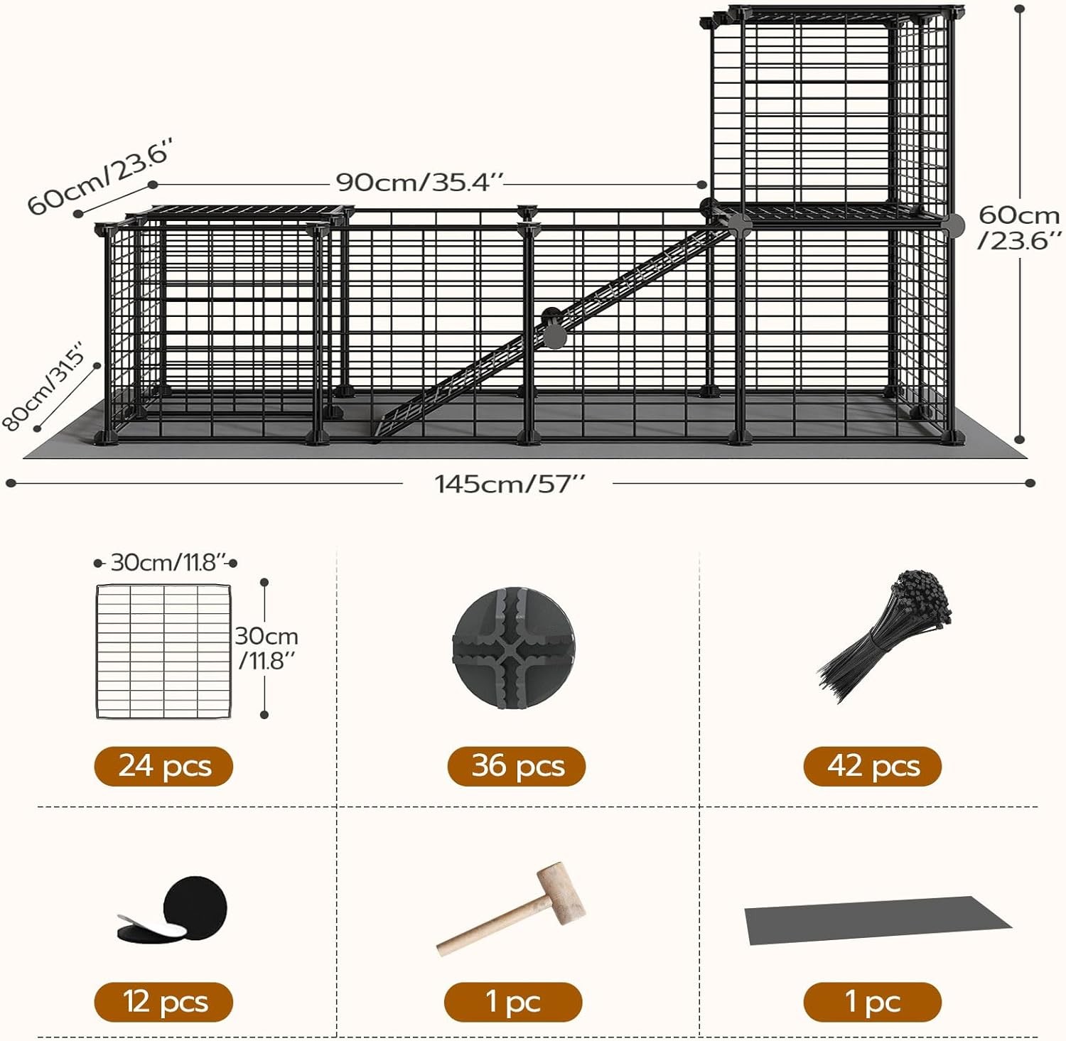 HOOBRO Guinea Pig Cage with Waterproof Mat 24 Panels Small Animal Playpen