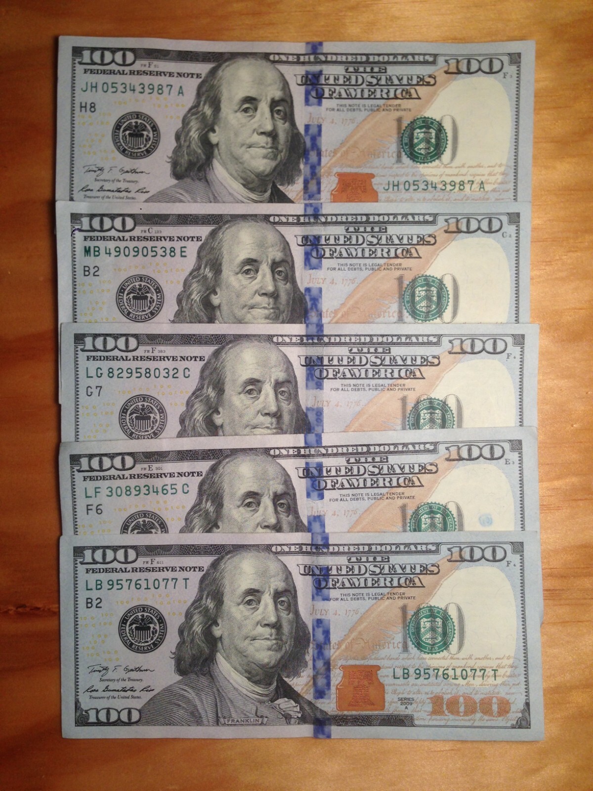 EXPRESS SHIP $500 CASH 5 One Hundred Dollar Bills 2009 2017 the CHEAPEST ON EBAY
