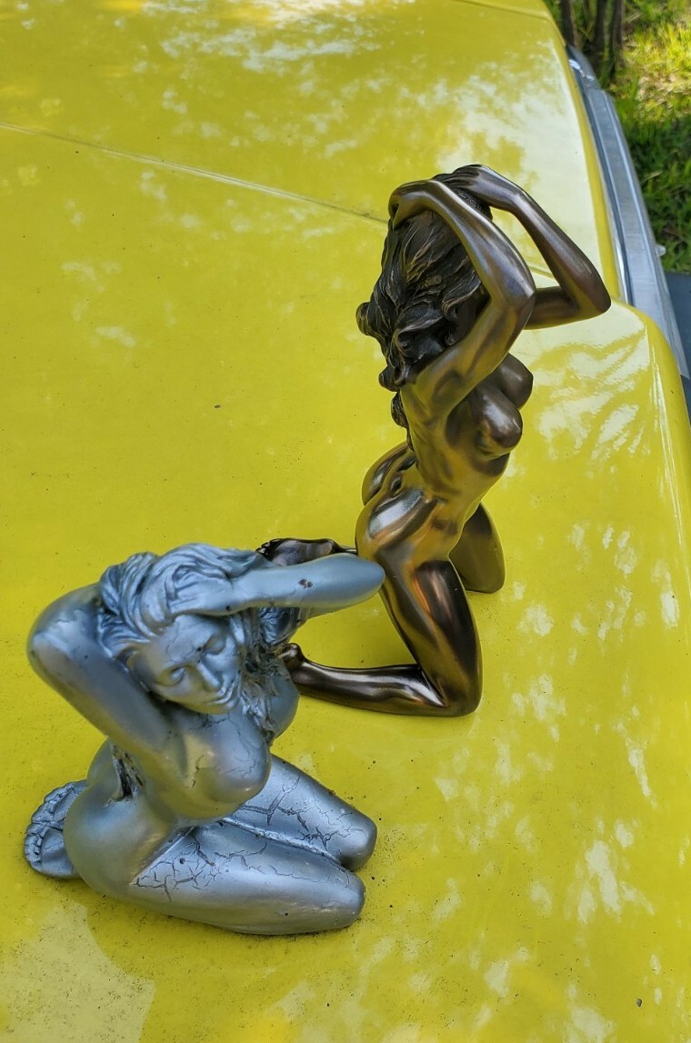 Hood Ornament Bronze Nude Kneeling Woman ideal for Rat Rods Big Rig Custom Ride