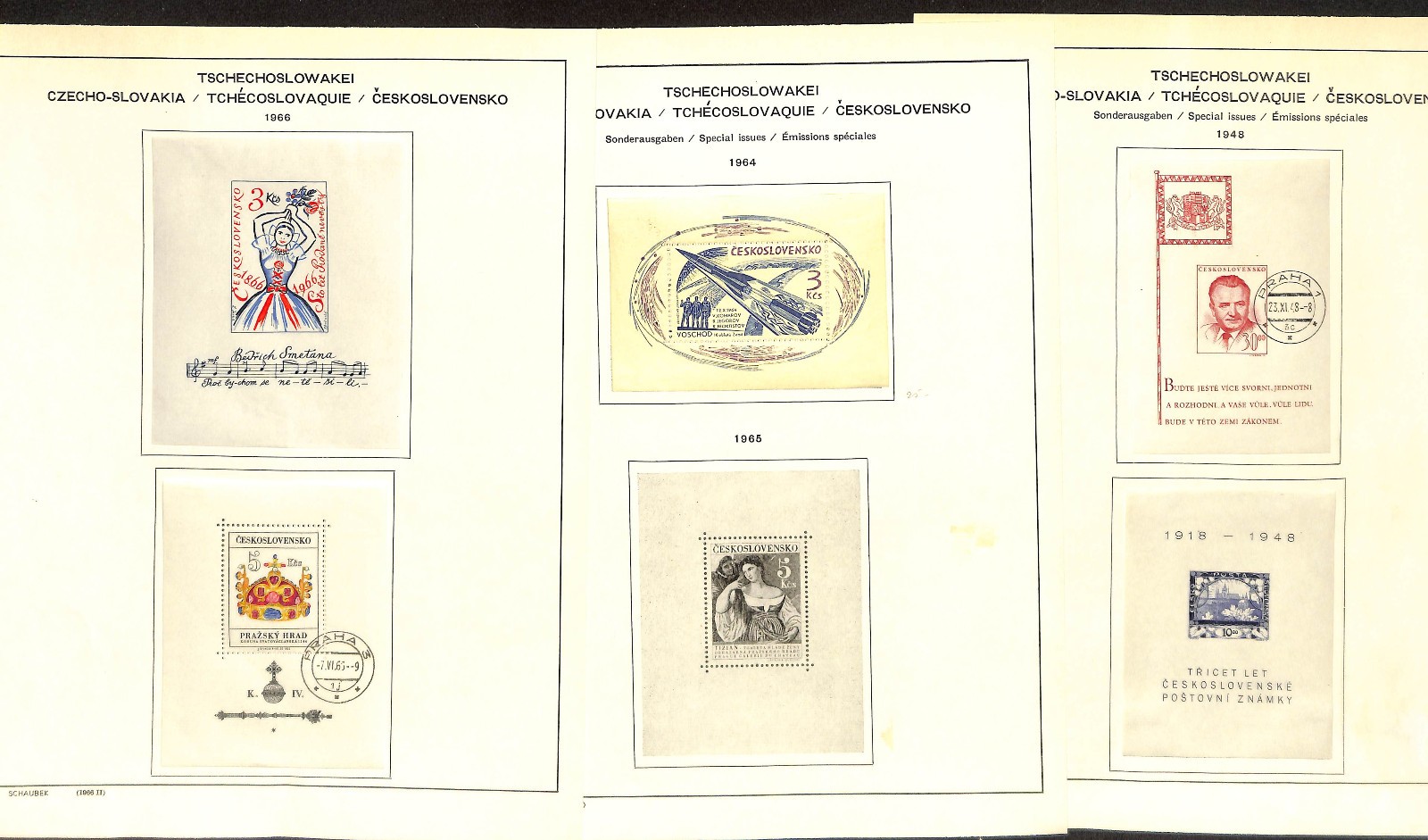 Czechoslovakia Stamp Collection on 40 Scott & Schaubek Pages, 1918-1968 (BH)
