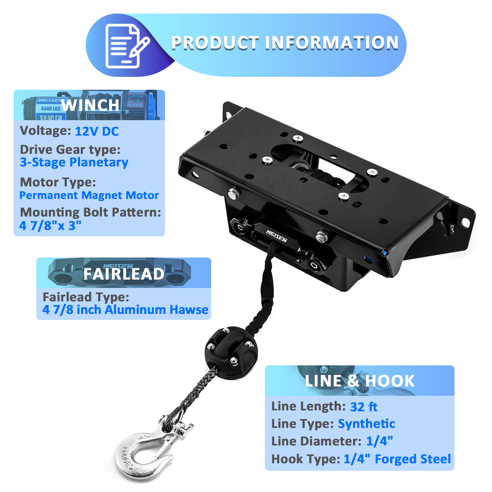 For 2020-2024 Polaris RZR PRO XP/XP 4 UTV 4500lb Electric Winch Mount Combo Kit
