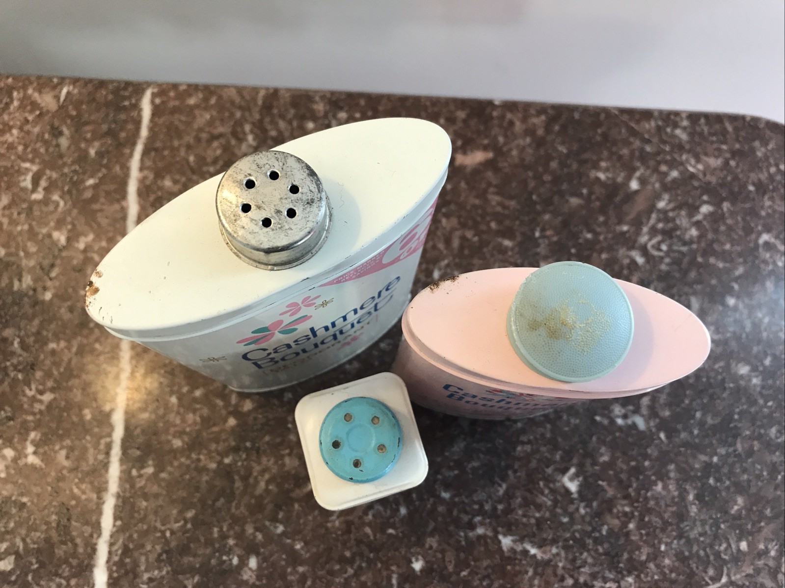 Vintage Talcum Powder Tin Lot X 3 Cashmere Bouquet Deoderant Talc