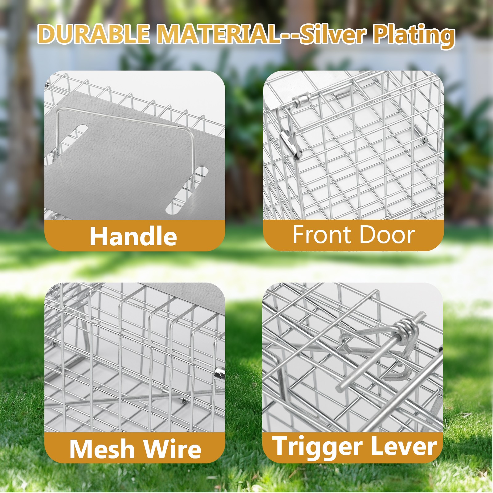 Indoor Live Animal Cage Trap 24 x 7.7 x 8.5in Humane Cat Trap Squirrels Mouse