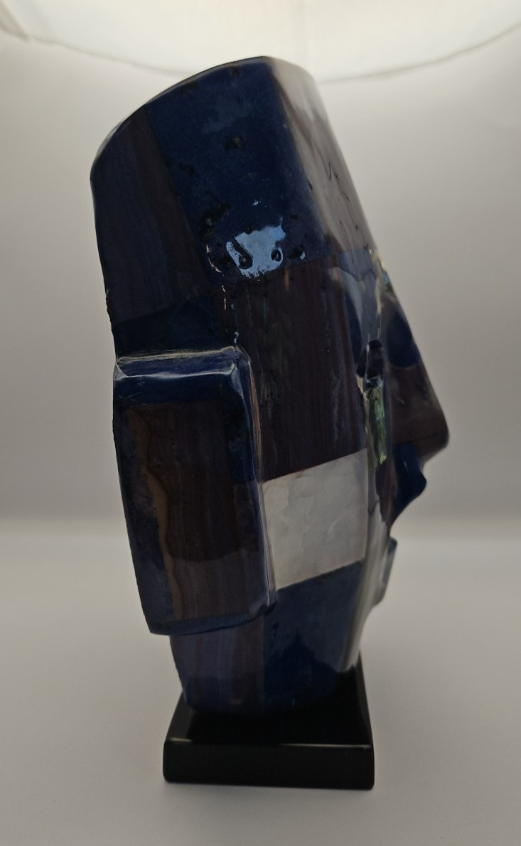 Mexican Mexico Mayan Aztec Death Burial Mask Abalone Stone Figurine Decorative