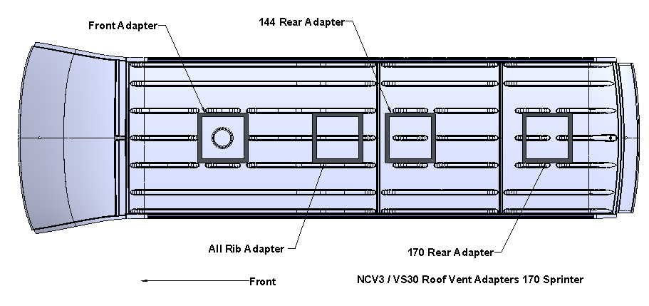 Sprinter NCV3 or VS30 (2007 - present) Roof Vent Adapter for 14" x 14" opening