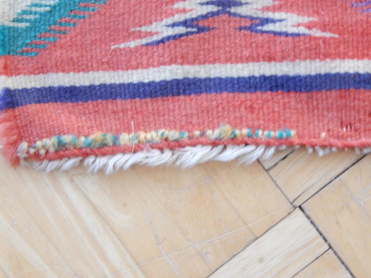 ANTIQUE 6 COLOR GERMANTOWN NAVAJO INDIAN RUG - 16.5 X 24.5" - NO RESERVE !