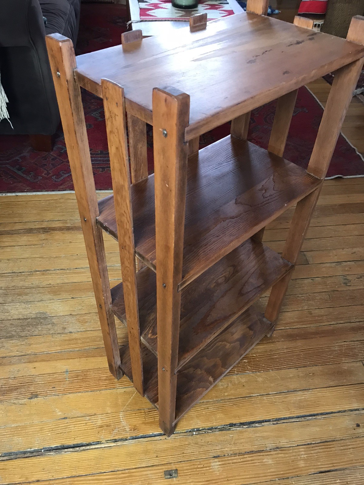Antique Arts & Crafts Mission Quartersawn Oak Bookcase Shelf Plant Stand 34”H