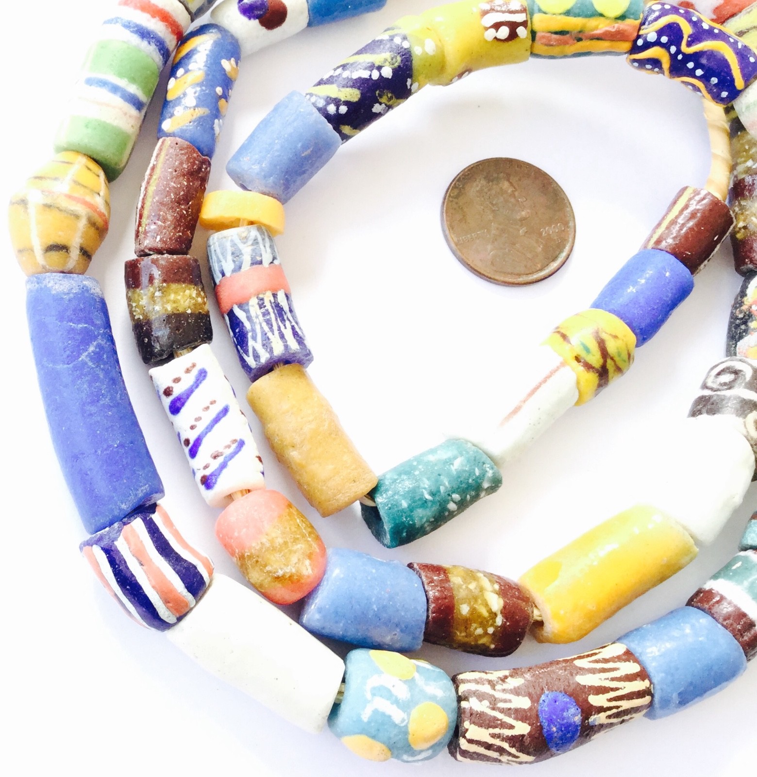 Assorted Handmade Ghana Powder-Glass African Trade beads-Ghana