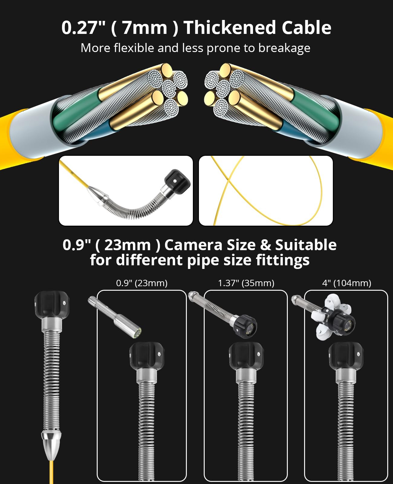 Sewer Camera 165ft/50m Self-Leveling Drain Camera 9" 1080p HD screen 16 GB NEW