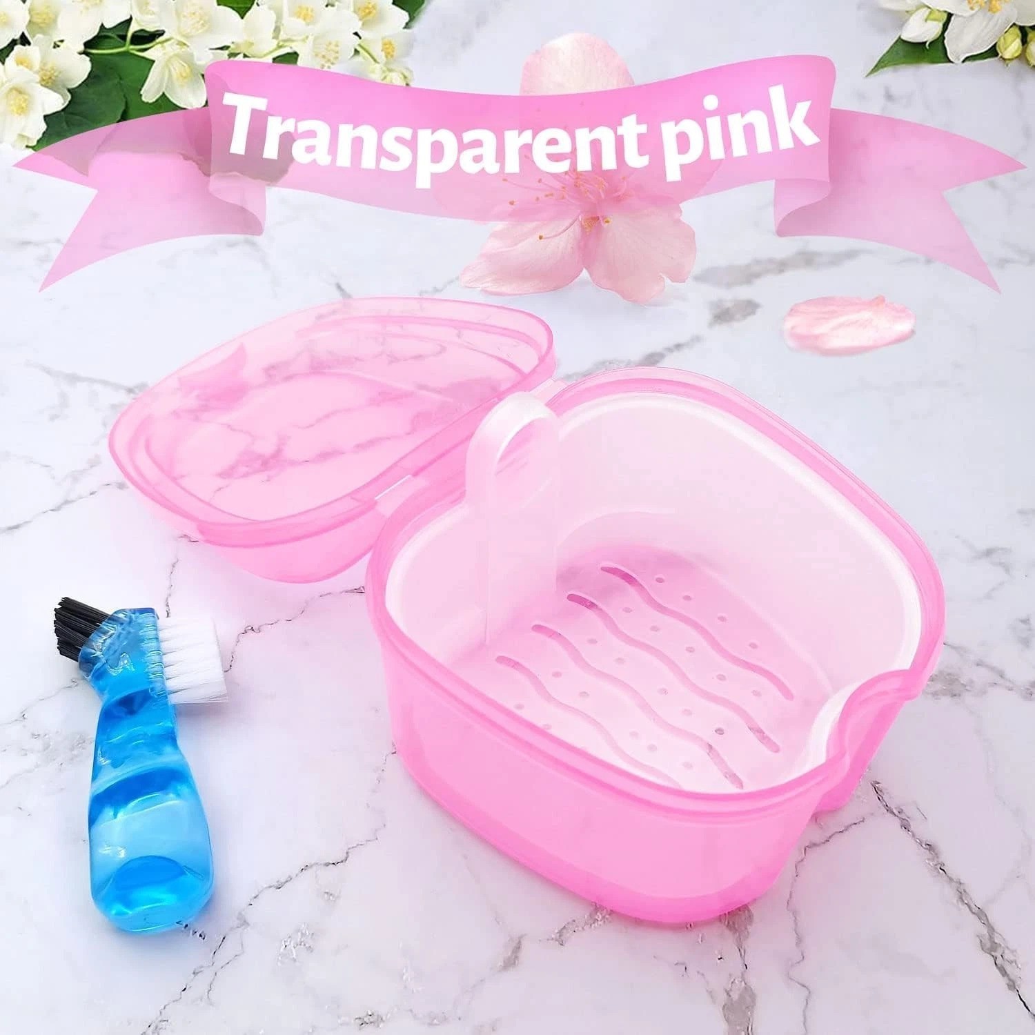 Compact Denture Soaking Cup with Mini Brush - Lightweight & Versatile Storage