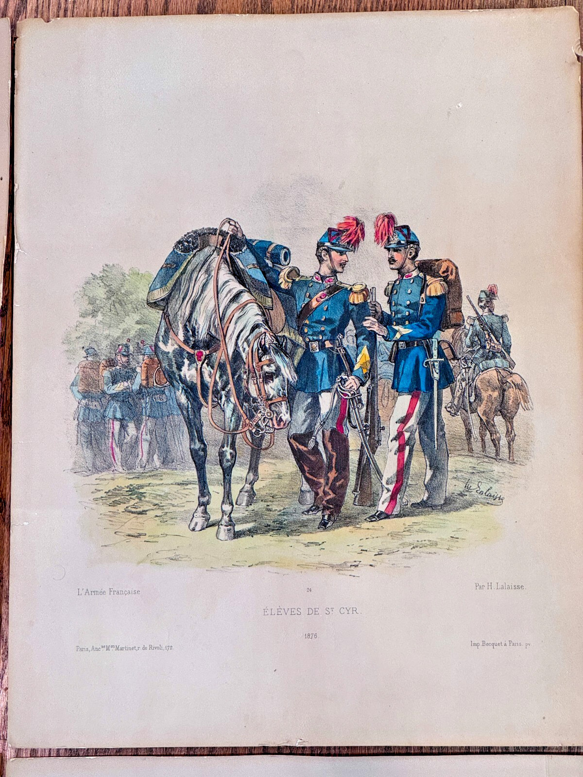 4 Hand Colored Lithographs France Soldier Napoleon Waterloo Battle War