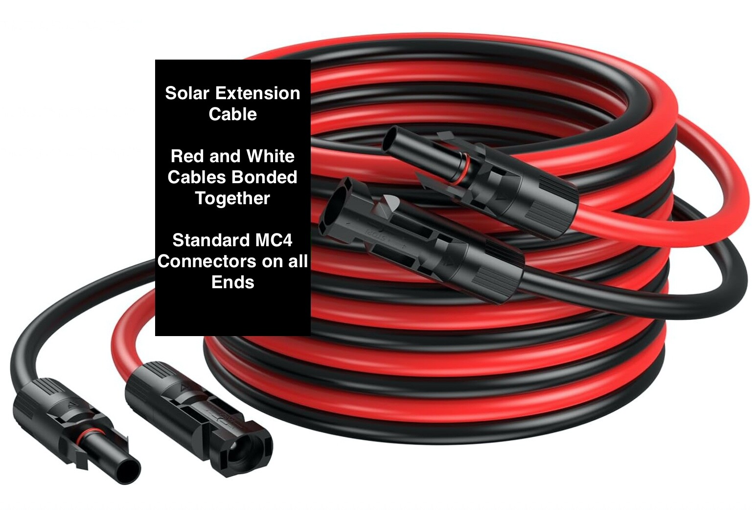 100ft Black + Red 10AWG Solar Panel Extension Cable Flexible Wire Connectors