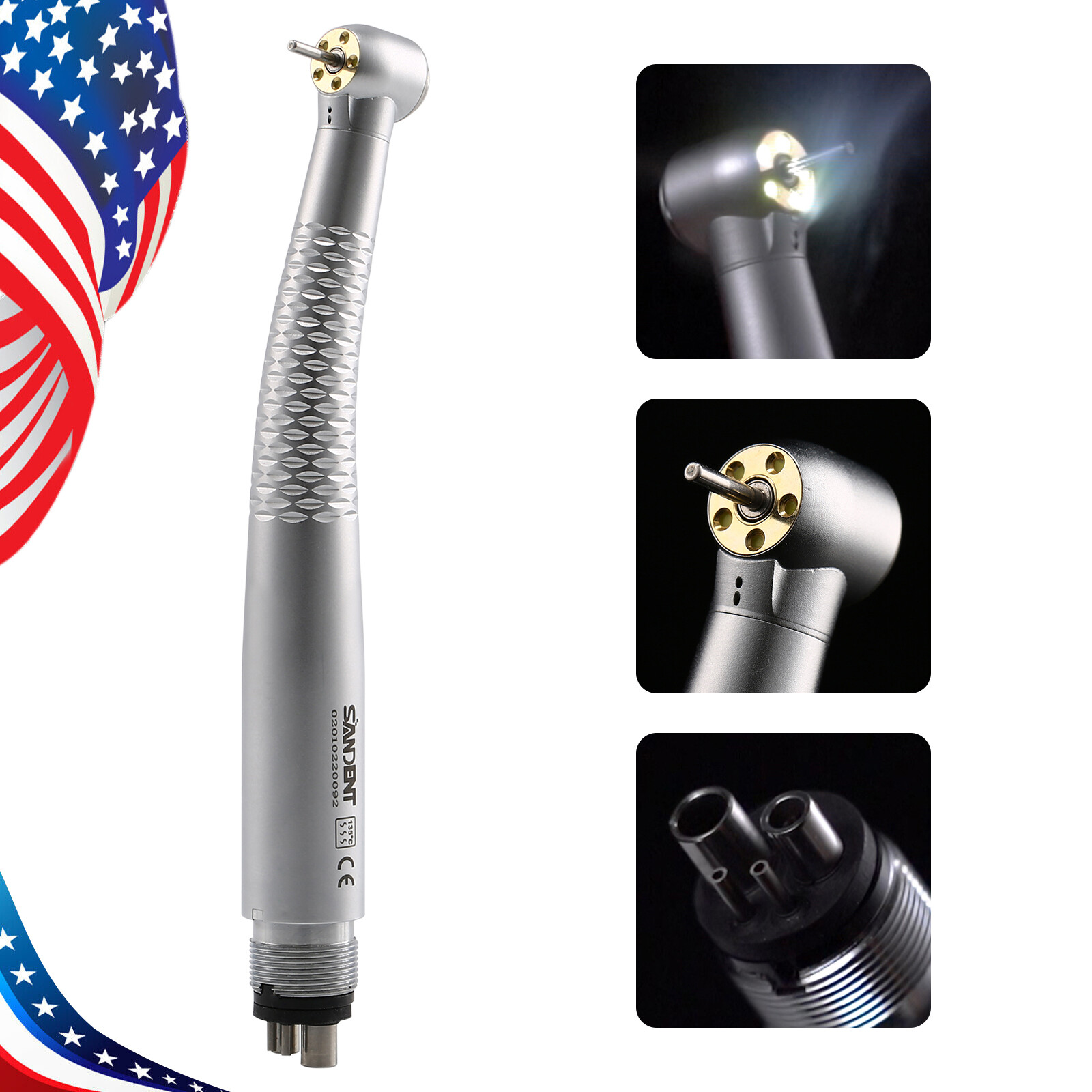 Dental 5Lights LED E-Generator High Speed Fiber Optic Handpiece 4Hole Shadowless