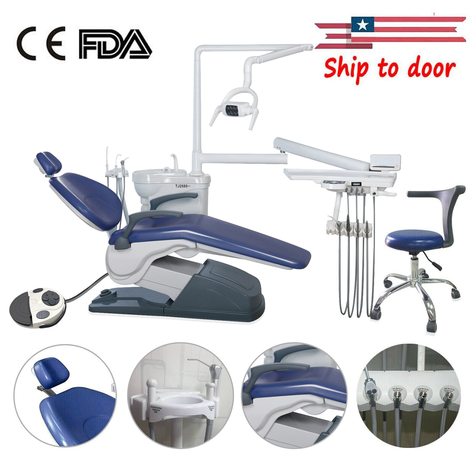 Dental Unit Chair Hard Leather+Dentist Stool + DDS+ New Foot Pedal Unidad silla