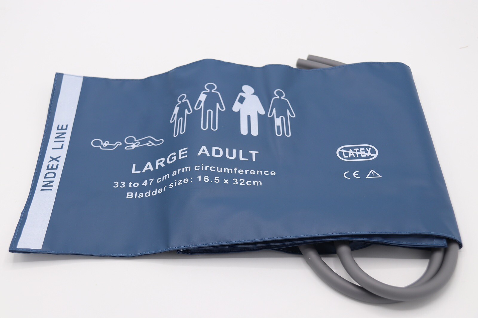 NIBP Cuff Reusable Large Adult Double Hose 33-47cm Blue - Same Day Shipping