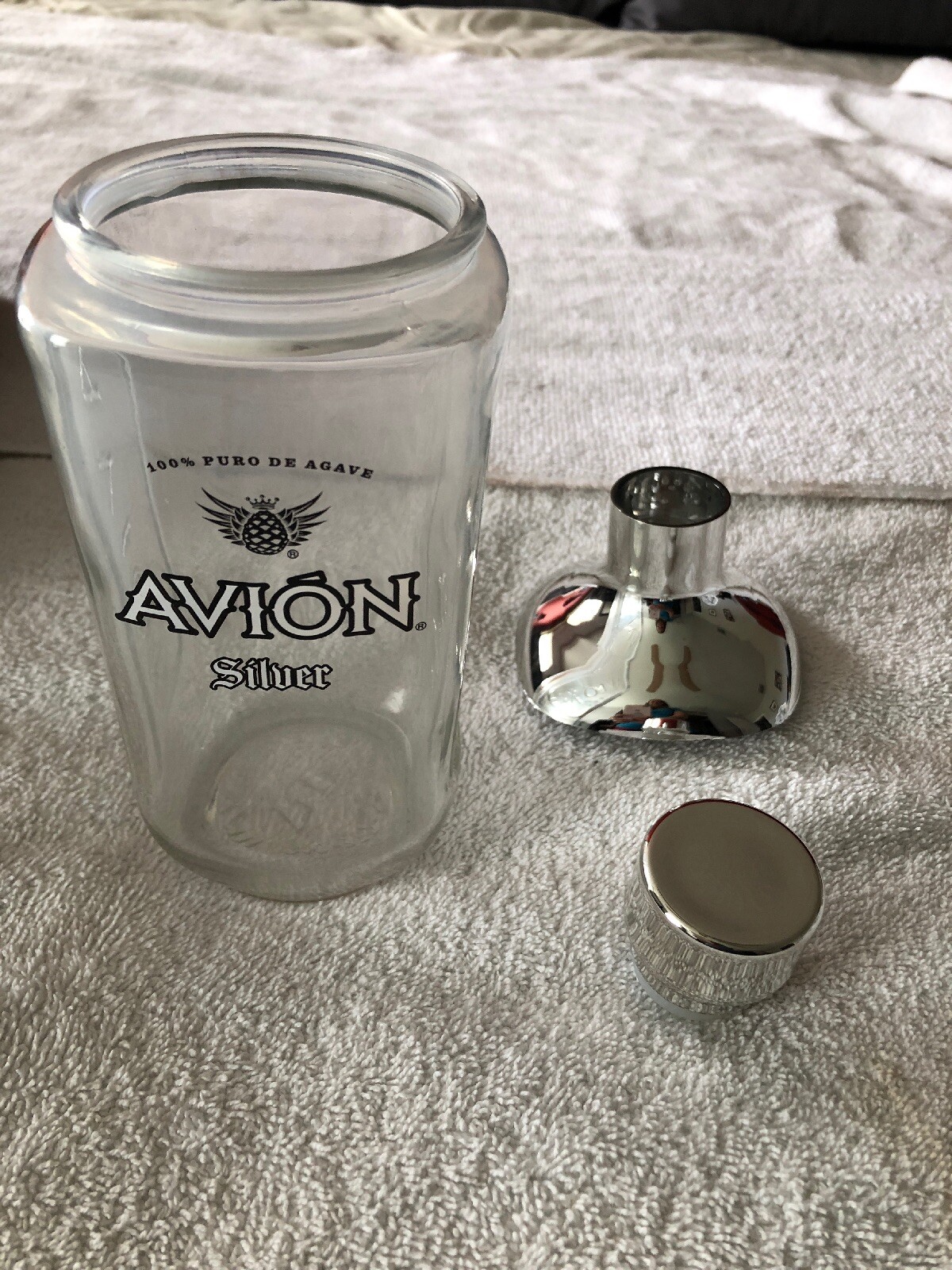 Brand New Avion Tequila Ultra Premium Glass & Stainless Steel Cocktail Shaker