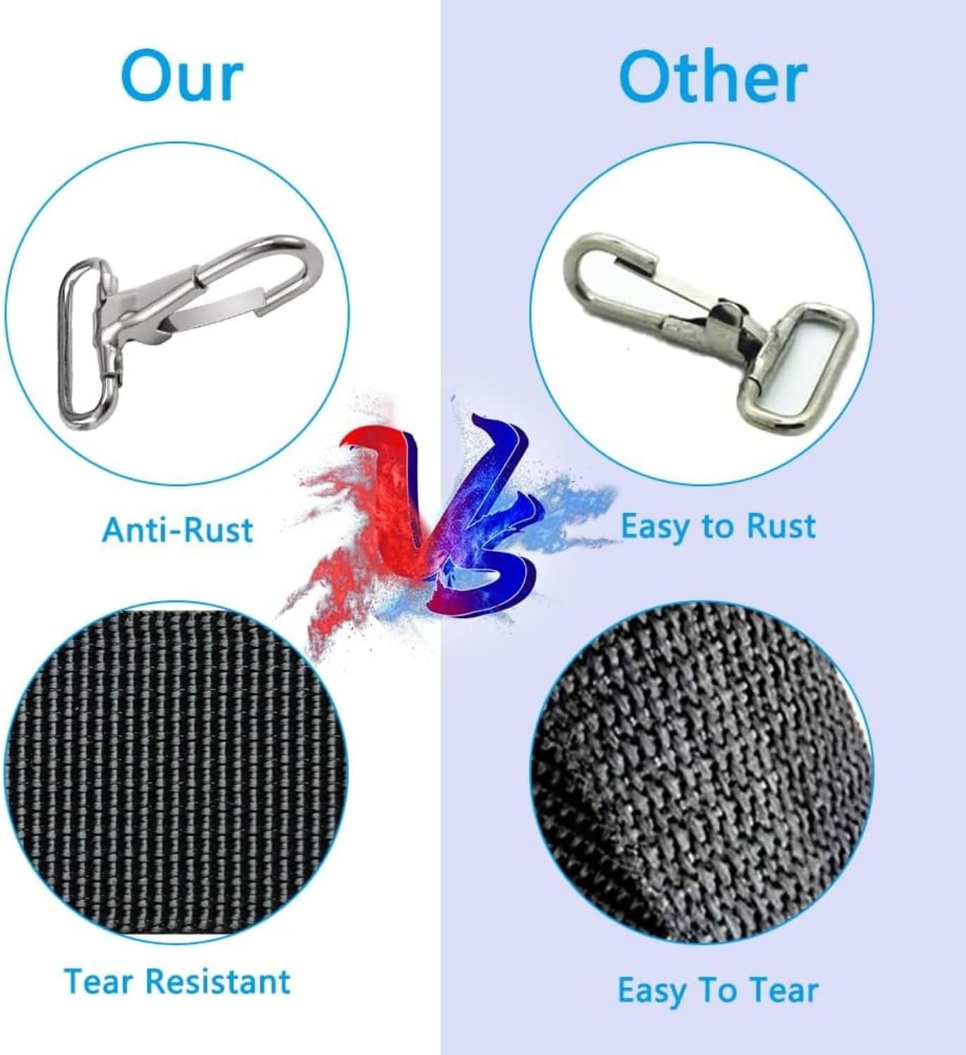 2 Pcs Adjustable Bimini Top Tie Down Webbing Straps with loop Snap hooks