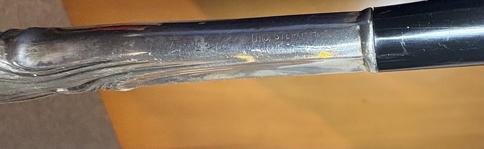 Vtg Intern’l Sterling Silver-Handled Rhapsody Black Plastic Salad Serving Set