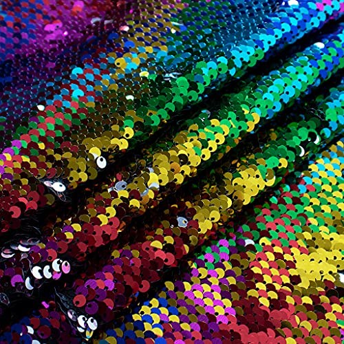 Sequin Fabric Mermaid Fabrics 3 Feet 5mm Glitter 1yard Rainbow to Silver